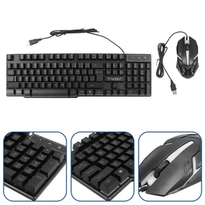 Keyboard Mouse Set Wireless White Computer Wired Ergonomic Design - Zdjęcie 1 z 12