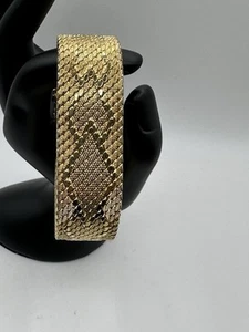Vintage 18K Gold Plated De Cesare Mesh Bracelet Heart Diamond Pattern Beautiful - Picture 1 of 13
