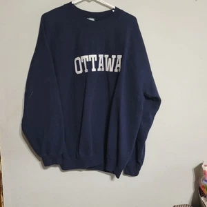 Ottawa Women's Sweatshirt Varsity Size XL Navy White Stitched Oversized Canada - Picture 1 of 4