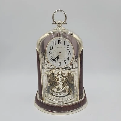 RHYTHM Clock Woodgrain Spiral Pendulum, Model #4SG713, Excellent Condition - Image 1 of 4