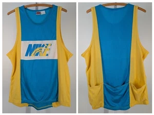 Nike Vintage 80s Cycling Singlet Tank Racing Jersey Logo Rare Pockets L USA Art - Picture 1 of 5