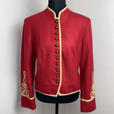 Peter Nygard Jacket Women's Small Red & Gold Button Up Victorian Royal Military - Image 1 of 4