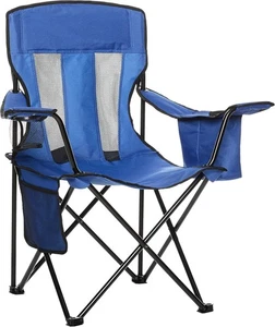 Quad Folding Camping Chair with Carry Bag & Cup Holder Large Mesh Back Portable - Picture 1 of 9