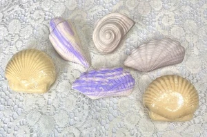 6 Vintage Seashell Decorative Bathroom Soaps Marbled & Solid Color - Picture 1 of 8