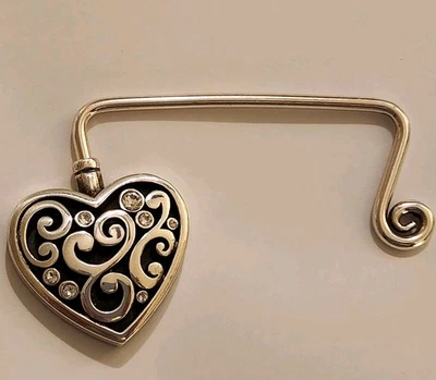 Brighton Contempo Heart Handbag Hook Silver Crystal Hanger MSRP$48 - Image 1 of 4