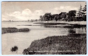 TARJETA POSTAL TIPO CONNECTICUT AÑOS 1920-30 FORT TRUMBULL BEACH MILFORD CT - Imagen 1 de 2