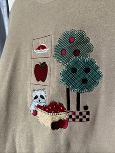 Gopher Sport VTG Grandma Sweatshirt  Apple Tree Pie Raccoon  Lg Grandmacore - Picture 1 of 4