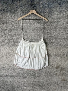 Free People Shirt Womens Small White Pleated Ruffle Cami Tank Top Boho Festival - Picture 1 of 8