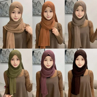 Nigerian Woman Long Wraps Hijabs Shawl Muslim Flower Embroidery Scarf Turban Cap - Image 1 of 4