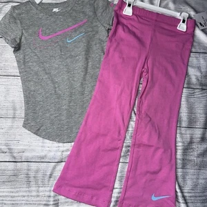 Nike Toddler Girls 4T Pink Yoga Pants Flare Legging Set Outfit NEW - Picture 1 of 1