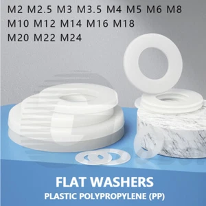 Flat Washers M2 - M24 White Nylon Plastic Washers Form A Gaskets Plain Washer PP - Picture 1 of 73