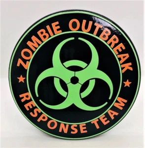 ZOMBIE OUTBREAK, Billet Aluminum Trailer Hitch plug Cover, UV, 5" - Picture 1 of 2
