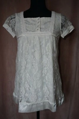 Top Disney Hannah Montana Manga Corta Cintura Imperio Blanco Floral Encaje Talla XL Foto 1 de 4