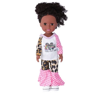 14 Inch Vinyl African Black Skin Baby Doll Curly Hair Reborn Girl Doll Cute - Picture 1 of 12
