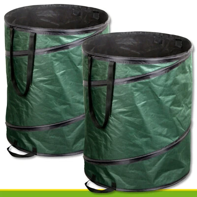 2x 160l Gartentasche Pop-up Laubsack Blätter Kompost Bioabfall Mähgut - Bild 1 von 4