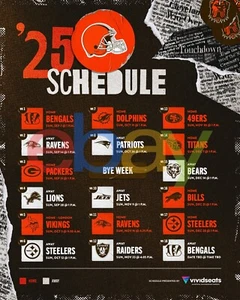 Foto de fútbol americano de la NFL Cleveland Browns 2025 calendario temporada 8x10 - Imagen 1 de 1