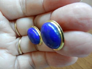 GC signed Gillian Conroy 14k gold and Lapis Lazuli stud earrings - Picture 1 of 13