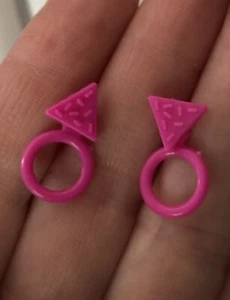 Cool Looks Barbie pink triangle Hoop Earrings VTG 1990s Geometric Hot Coollooks - Picture 1 of 9
