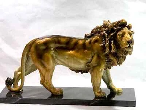 SPI San Pacific International Gallery Lion Brass and Marble Sculpture Vintage - Picture 1 of 20