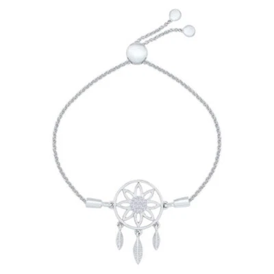 Brazalete Bolo Atrapasueños Diamante 1/20 quilates Chapado en Oro 14k Plata 925 Foto 1 de 2