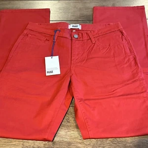 NWT Paige Unisex Doheny Cotton Blend Denim Red Straight Leg Pants/Jeans Sz 31 - Picture 1 of 5