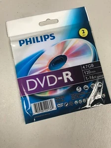 Philips DVD-R 2-Pack Discs 4.7GB 120 min. 1-16x Speed (G) - Picture 1 of 2