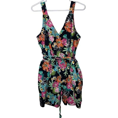 Mameluco retro vintage para mujer talla mediana floral cuello en V algodón puro multicolor Foto 1 de 4