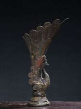 13" China old Antique qing dynasty Bronze gilt Phoenix statue Wine vessel pot