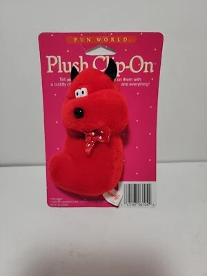 Divertido Mundo Peluche Clip En Diablo Rojo Porta Lápices Juguete De Colección Años 90 Foto 1 de 4