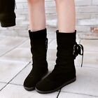 Womens Strappy Roman Boots Comfort Pull On Mid Calf Boots Knight Boots Cowboy Sz