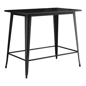 30" x 48" Rectangular All-Weather Black Metal Restaurant Patio Bar Height Table - Picture 1 of 8