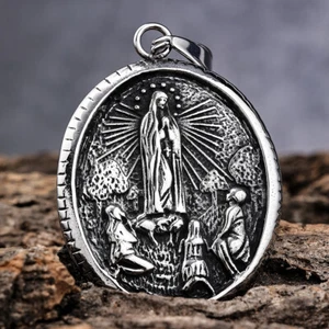 Retro Stainless Steel Virgin Mary Our Lady of Guadalupe Pendant Necklace - Picture 1 of 7