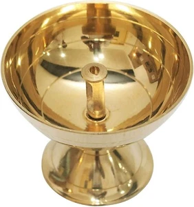 Lampada ad olio in ottone Akhand Diya Deepak Jyoti per Puja Home Office Temple - Imagen 1 de 3