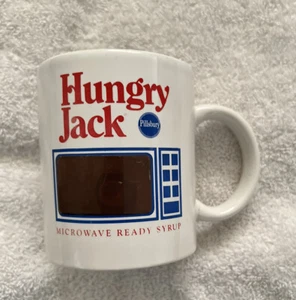 Hungry Jack Microwave Ready Syrup Ceramic Red Blue Tea Coffee Mug Cup Vintage - Picture 1 of 7