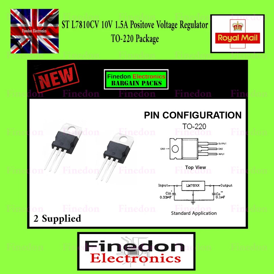 2 x L7810CV +10V Voltage Regulator TO-220 (LM7810 7810 78XX) UK Seller - Image 1 of 1