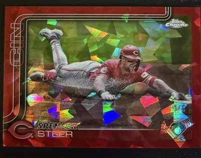 2025 Topps Chrome Sapphire Spencer Steer Red Refractor /5 Cincinnati Reds - Image 1 of 2