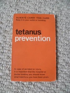 Vintage Tetanus Prevention Medical Card Vaccination 1968 - RARE - LOOK! - Picture 1 of 3