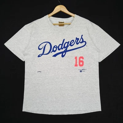 Винтажная футболка 1995 MLB Dodgers Nomo 16 мускатный орех 90-е с надписью большой логотип серая футболка L - Изображение 1 из 4