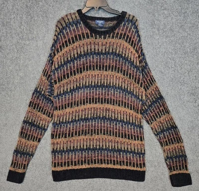 Suéter Vintage XL (Se Ajusta a XL Alto) Multicolor Geométrico Rayas Tejido Pullover Años 90 Foto 1 de 4