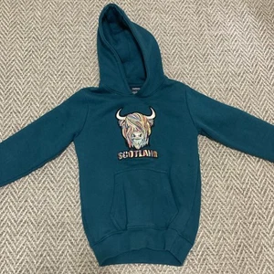 Hunter Green Child hoodie Scotland Yarn Bull Embroidered 5-6 Yrs Old - Picture 1 of 9
