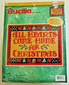 Bucilla All Hearts Go Home For Christmas Needlepoint Picture/Pillow Kit 2000-New - Picture 1 of 6