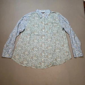 J Jill Floral Damen Large Button Down Top Langarm Blau Grün Cottagecore - Bild 1 von 8