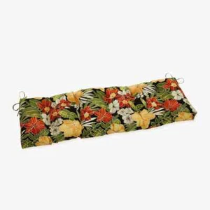Tropical Rectangular Outdoor Bench Cushion in Black - Picture 1 of 5