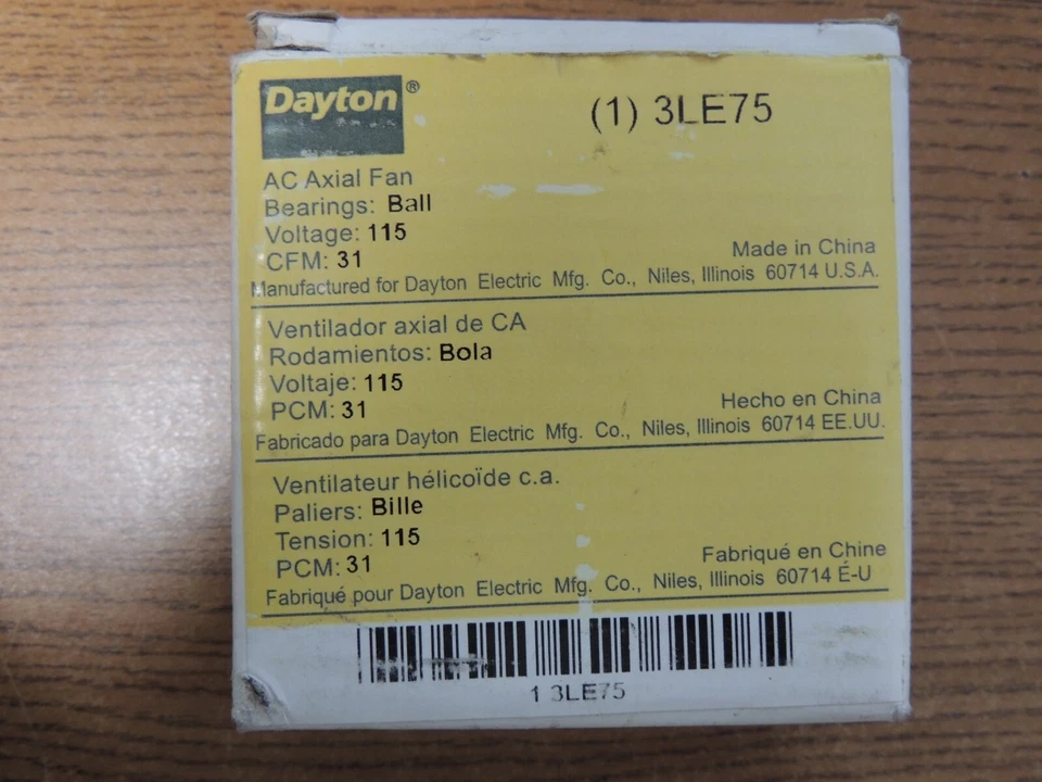 Dayton 3LE75 AC Axial Fan 31 CFM 2850rpm