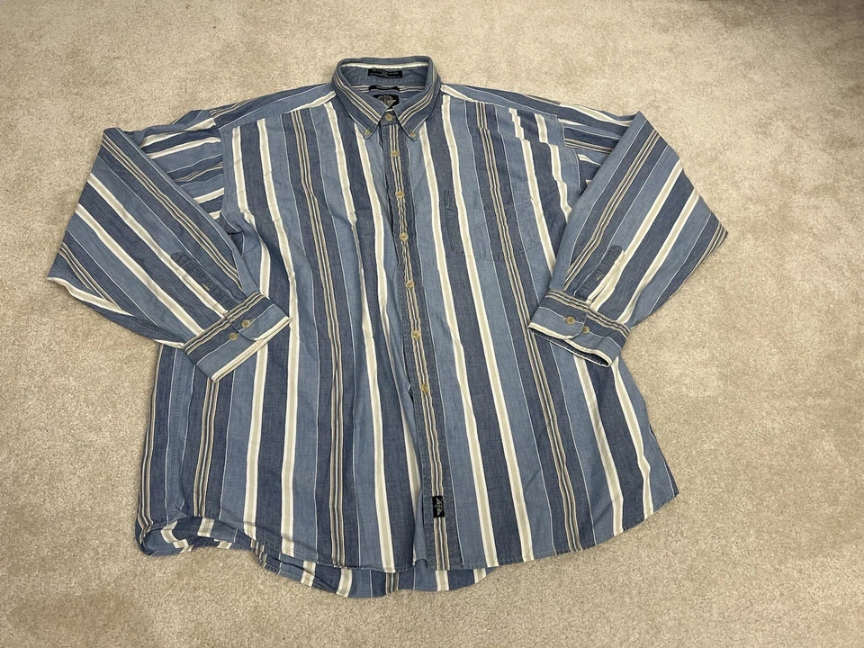 Camisa De Colección Dockers Para Hombres 2XL Azul Índigo Abotonada Informal Rayas Cambray Foto 1 de 4