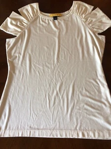 St John Cold Shoulder Kurzarm elfenbein Größe Large Oberteil $ 295 neu - Bild 1 von 6