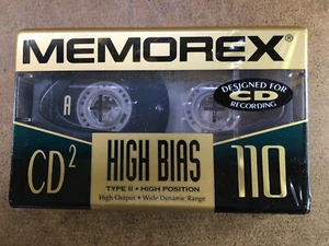 Nueva cinta de casete en blanco sellada Memorex CD2 alto sesgo tipo II 110 minutos - Imagen 1 de 3