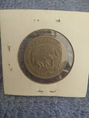 México 1968 - 50 centavos moeda de cobre-níquel - Braços nacionais, esquerda de águia - Imagem 1 de 4