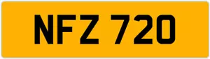 NFZ 720 N 3x3 DATELESS PRIVATE NUMBER PLATE NAT NAD NADIA NEL NEIL NIALL NINA NS - Picture 1 of 1