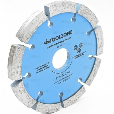 TOOLZONE Mortar Removal Tool 8mm Mortar Raking Disc Blade. Diamond Rake Disc 115x8mm